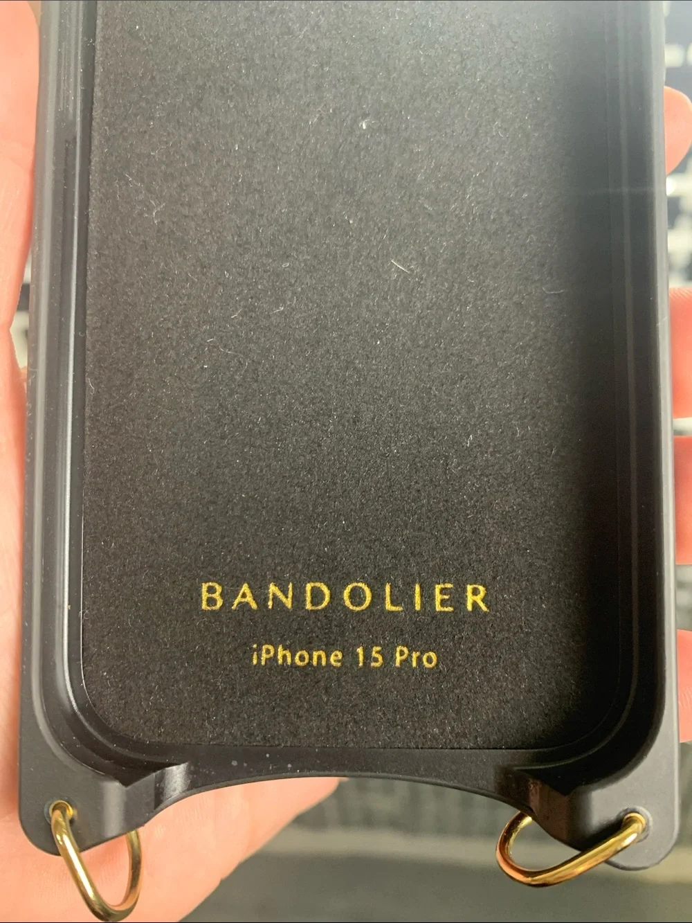 Bandolier Tan Leather Phone Case with Gold Hardware and Card Pocket